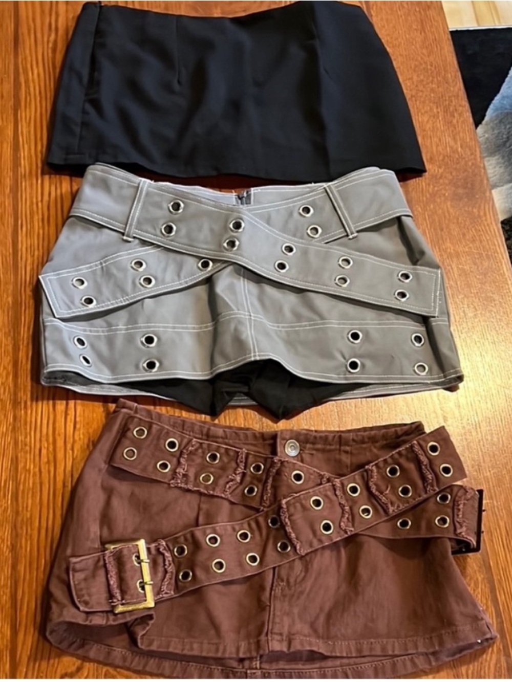 SHEIN • Women’s Size XS • Lot of Mini Stylish Skirts • Black, Gray, Brown